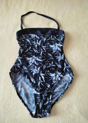 Цільний купальник чорний з білим розмір s