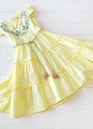 Жовта сукня з вишивкою для дівчинки2 фото