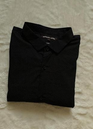 Чоловіча чорна сорочка в крапочку горошок дрібний michael kors slim fit