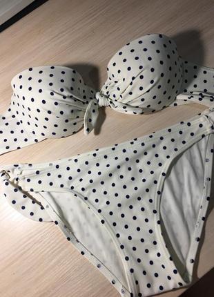 Купальник topshop  cream off-white polka dot bikini2 фото