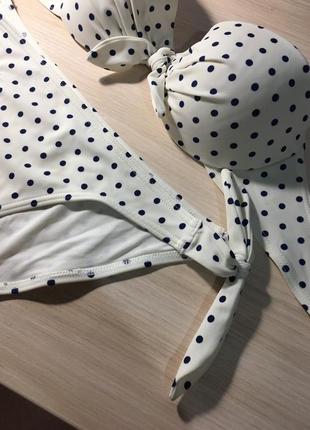 Купальник topshop  cream off-white polka dot bikini5 фото