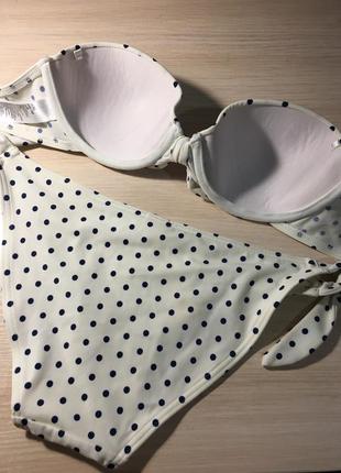 Купальник topshop  cream off-white polka dot bikini6 фото