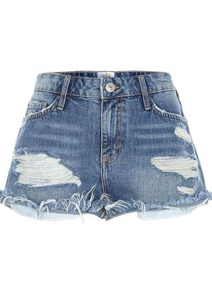 Короткие джинсовые шорты с разрывами, потертостями river island р.14