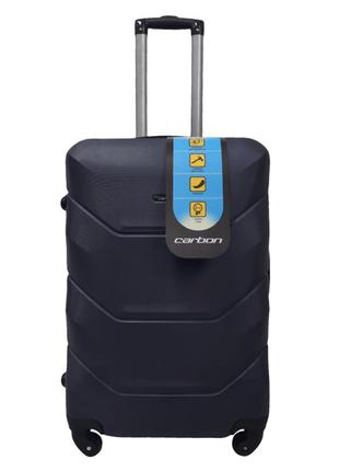 Пластикова середня валіза дорожня на колесах madisson  147 синій м  середнього розміру, дорожній чемодан на 4 колесах