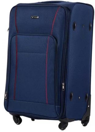 Дорожный тканевый чемодан 4колеса wings 1609 l  синий1 фото