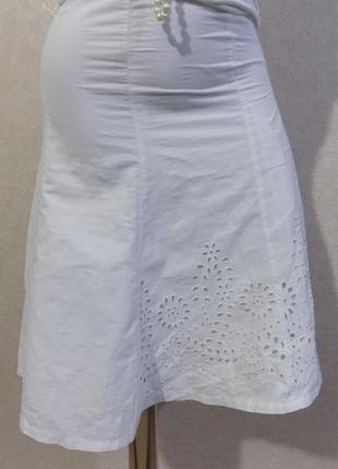 Натуральная юбка миди решелье  хлопковая трапеция клеш  прошва  xs/s1 фото