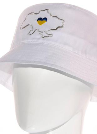 Панама с украинской символикой котоновая ткань панамка вышивка карта украины map pkh22928 белый