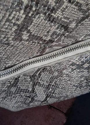 Рюкзак кожаный женский серебро рептилия4 фото
