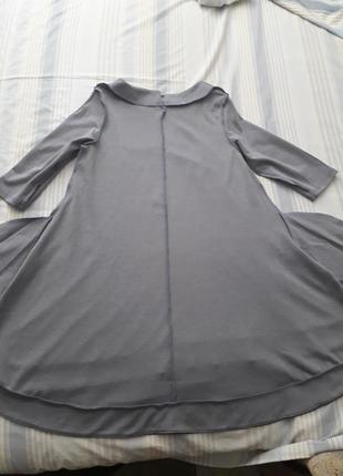 Платье трапеция размер 40 цвет серый материал французский трикотаж+экокожа3 фото