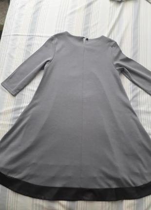 Платье трапеция размер 40 цвет серый материал французский трикотаж+экокожа2 фото