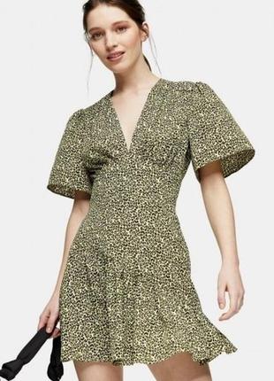 Платье леопардовый принт короткое платье topshop сукня коротка сукня zara h&m mango скидки sale
