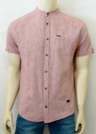 Льняная мужская рубашка (короткий рукав)