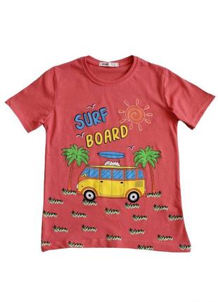 Футболка коралова "surf board" для хлопчика (116 см)  wewe 7550000287817