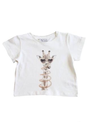 Футболка белая "жираф" для девочки (104 см.)  best kids 2125000779942