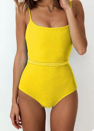 Купальник відрядний жовтий з поясом