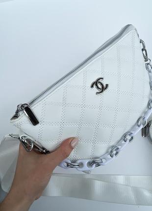 Chanel сумка біла еко шкіра з гаманцем