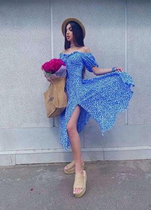Сукня в квітковий принт, плаття міді2 фото