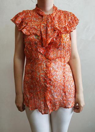 Шовкова блуза zara в стилі бохо р. m - l, 100% шовк