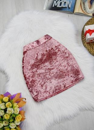 Спідниця велюрова рожева пудррва міні