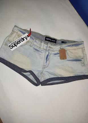 Женские шорты superdry w30 новые джинсовые