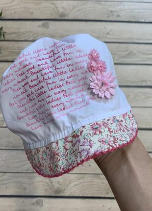 Панама кепка на девочку розовая с козырьком 6 9 12 18 мес1 фото