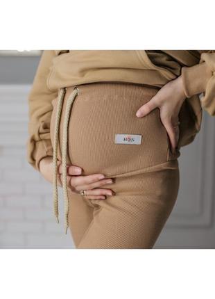 Лосини в рубчик для вагітних пісочні4 фото