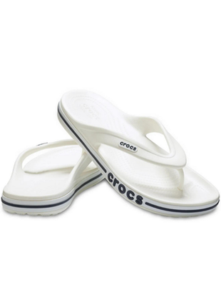 Вьетнамки crocs bayaband flip white / navy 205393 женские мужские кроксы шлепанцы1 фото