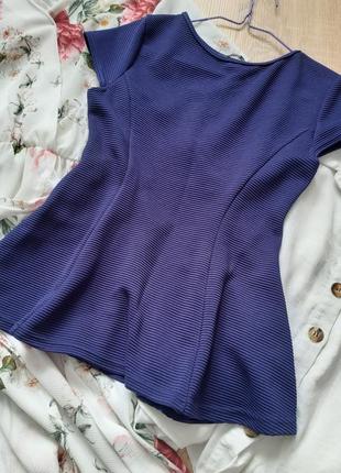Блузка в рубчик з баскою2 фото