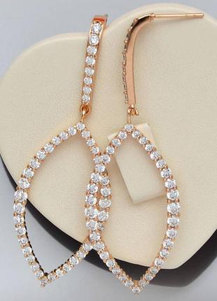 Позолоченные вечерние серьги медицинское золото изысканные яркие подарок праздничные позолоченные вечерние праздничные серьги нарядные