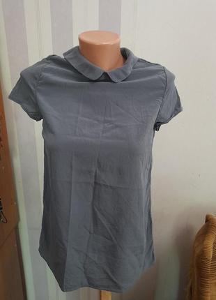 Шовкова блуза на xs, s, шелковая блузка серая1 фото