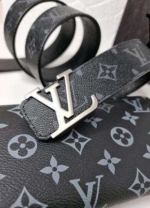 Ремінь жіночий шкіряний чорний в стилі louis vuitton / ремінь пасок