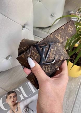 Ремінь жіночий шкіряний чорний в стилі louis vuitton / ремінь пасок