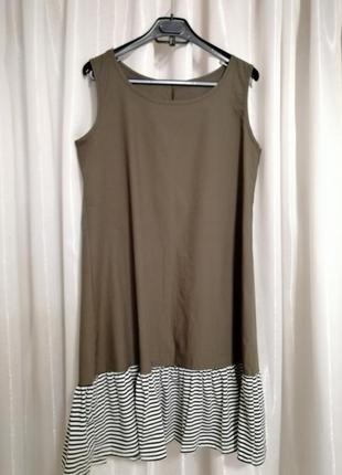 Літнє плаття сарафан з трикотажним воланом в смужку в наявності 2 кольори шоколад(коричневий) і насі