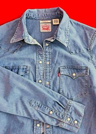 Джинсовая рубашка женская levis голубая6 фото