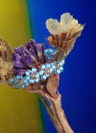 Каблучка квіти (бісер) синьо-жовтий