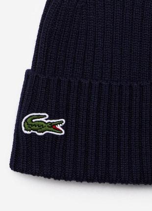 Lacoste mens knit wool beanie rb0001 00 166 шапка оригінал унісекс шерстяна синя1 фото