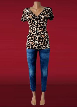 Стильная футболка debenhams с леопардовым принтом. размер uk14(m/l).1 фото