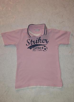Модная розовая футболка поло на 6-7 лет