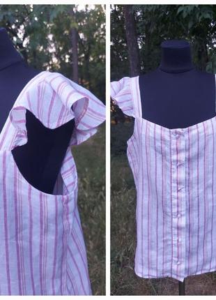 Льняная блуза в полоску с рюшами marks&spencer1 фото