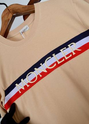 Комплект мужской футболка шорты moncler бежевий турция / костюм чоловічий штани монклер бежевий5 фото