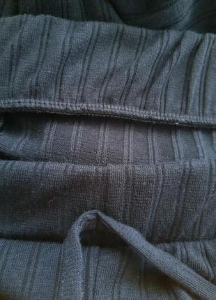 Жіночі трикотажні кюлоти в рубчик. розширені до низу штани, штани, висока посадка3 фото