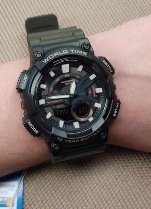 Оригінальний, спортивний чоловічий годинник 100м. casio aeq-110w-3avdf