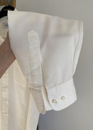 Молочная легкая хлопковая рубашка с карманом hugo boss8 фото