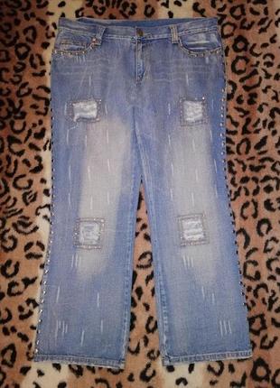 Стильные женские джинсы с заклепками, стразами 18 размера kit3 фото