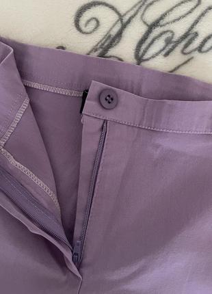 Фиолетовые лавандовые облегающие брюки штаны с высокой посадкой талией клёш расклешенные брюки xs s4 фото