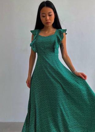 Платье миди женское легкое летнее длинное черное зеленое сукня жіноча міді довга