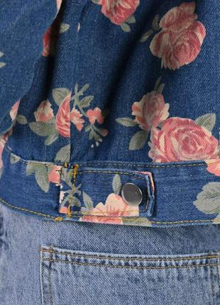 Стильный женский джинсовый пиджак в цветочный принт,джинсовка one size(44/48р.р.),см.замеры7 фото
