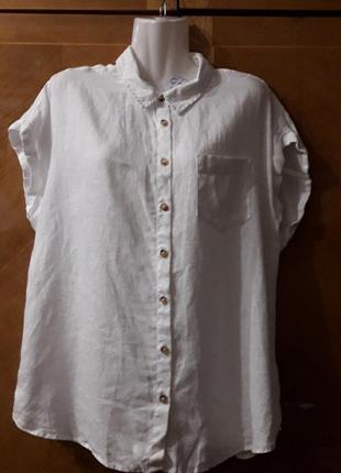 Брендовая  100 % лен базовая  натуральная  рубашка блуза  р.12 от  f&f1 фото