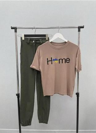 Женская футболка свободного кроя з принтом "home"2 фото
