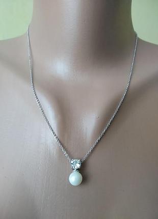 Підвіска кулон з ланцюжком крістал перлина